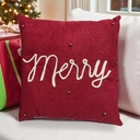 COJIN NAVIDEÑO ROJO FRASE TRENZADA MERRY, 45X45CM