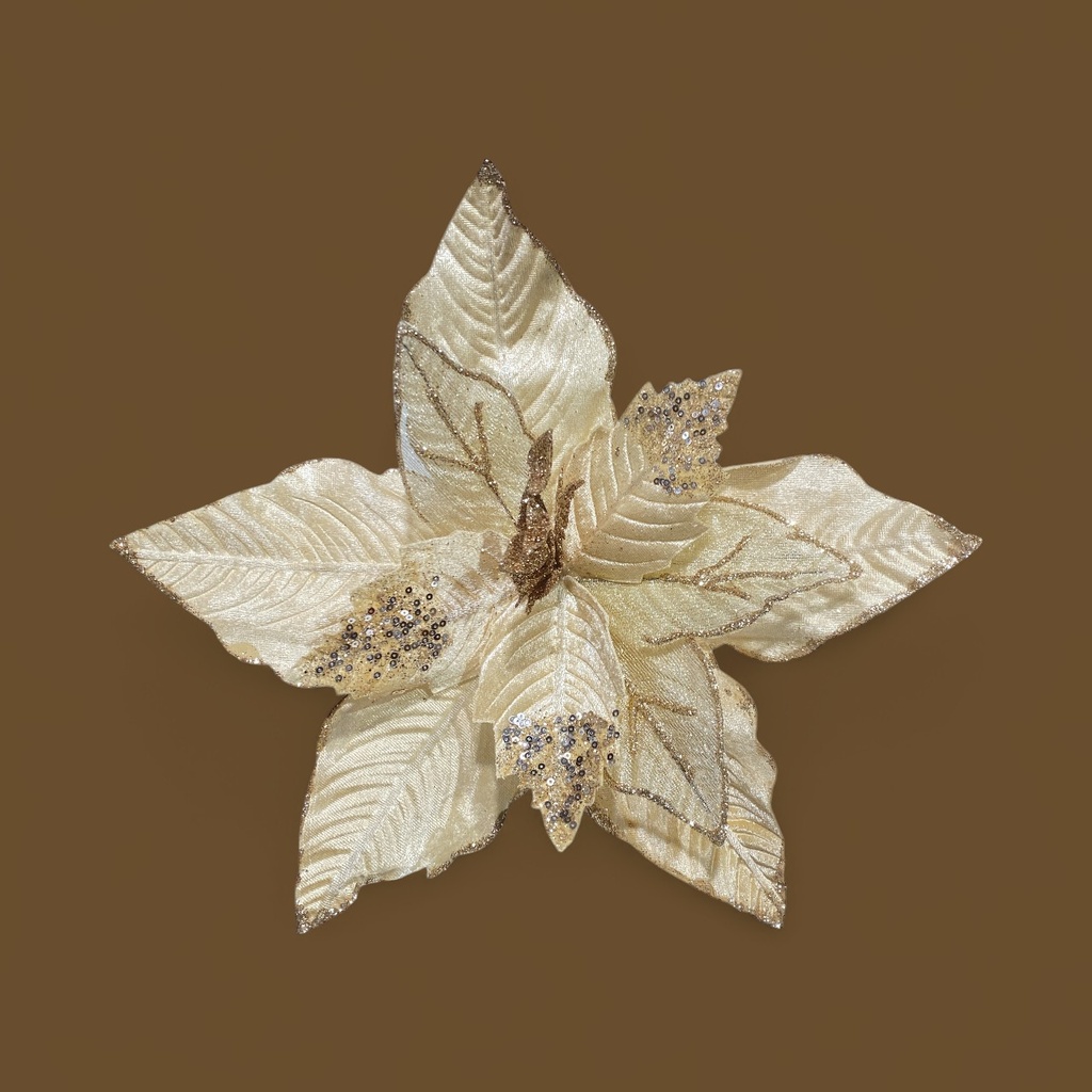 FLOR NAVIDEÑA DORADA/CHAMPGNE , REF:DS-2023502, Ø34CM