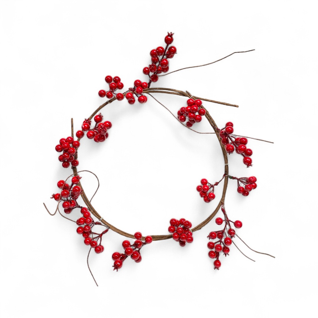 CORONA RAMA FRUTOS ROJOS REF: P23-87608, Ø45CM