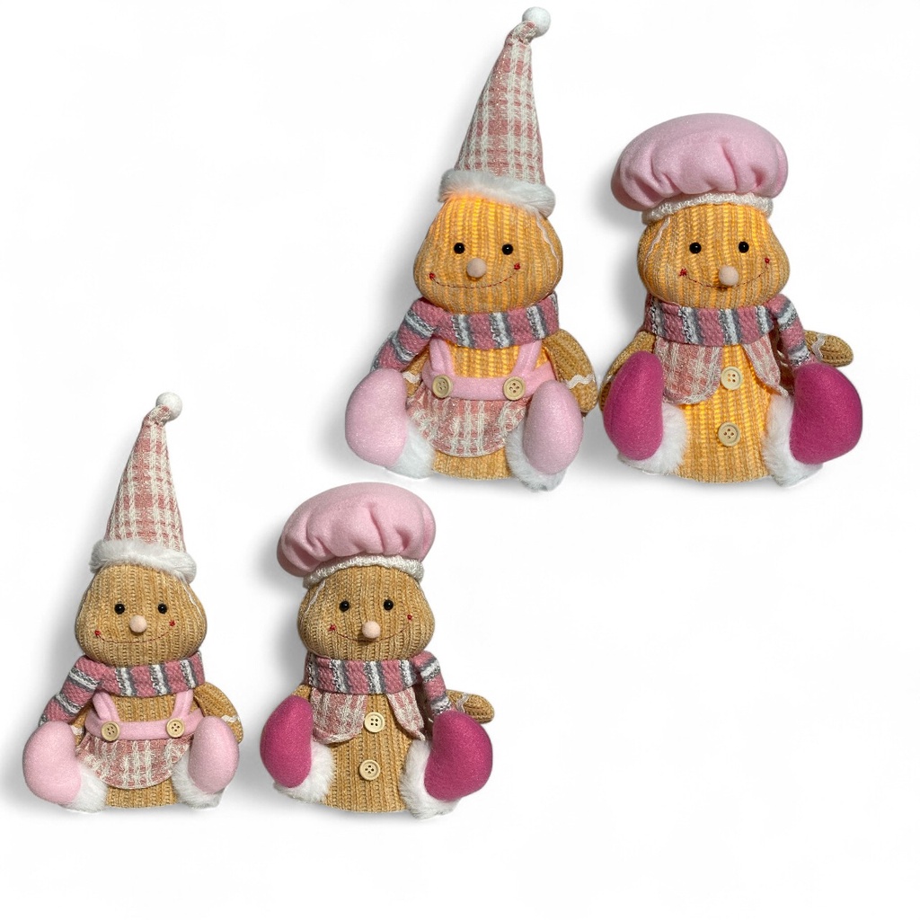 MUÑECO JENGIBRE C/LUZ LED A PILAS 2 MODELOS 13X30CM