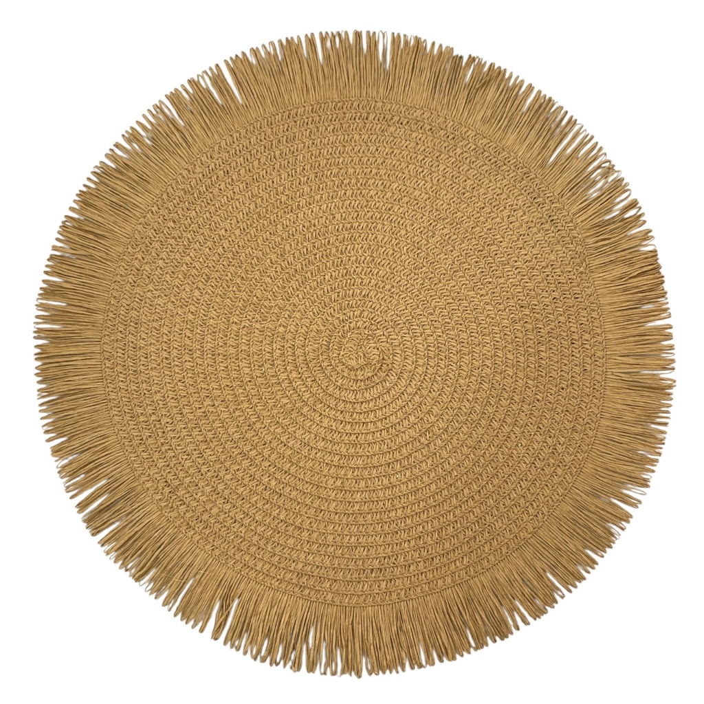 INDIVIDUAL REDONDO CAFÉ CON FLECOS 40CM