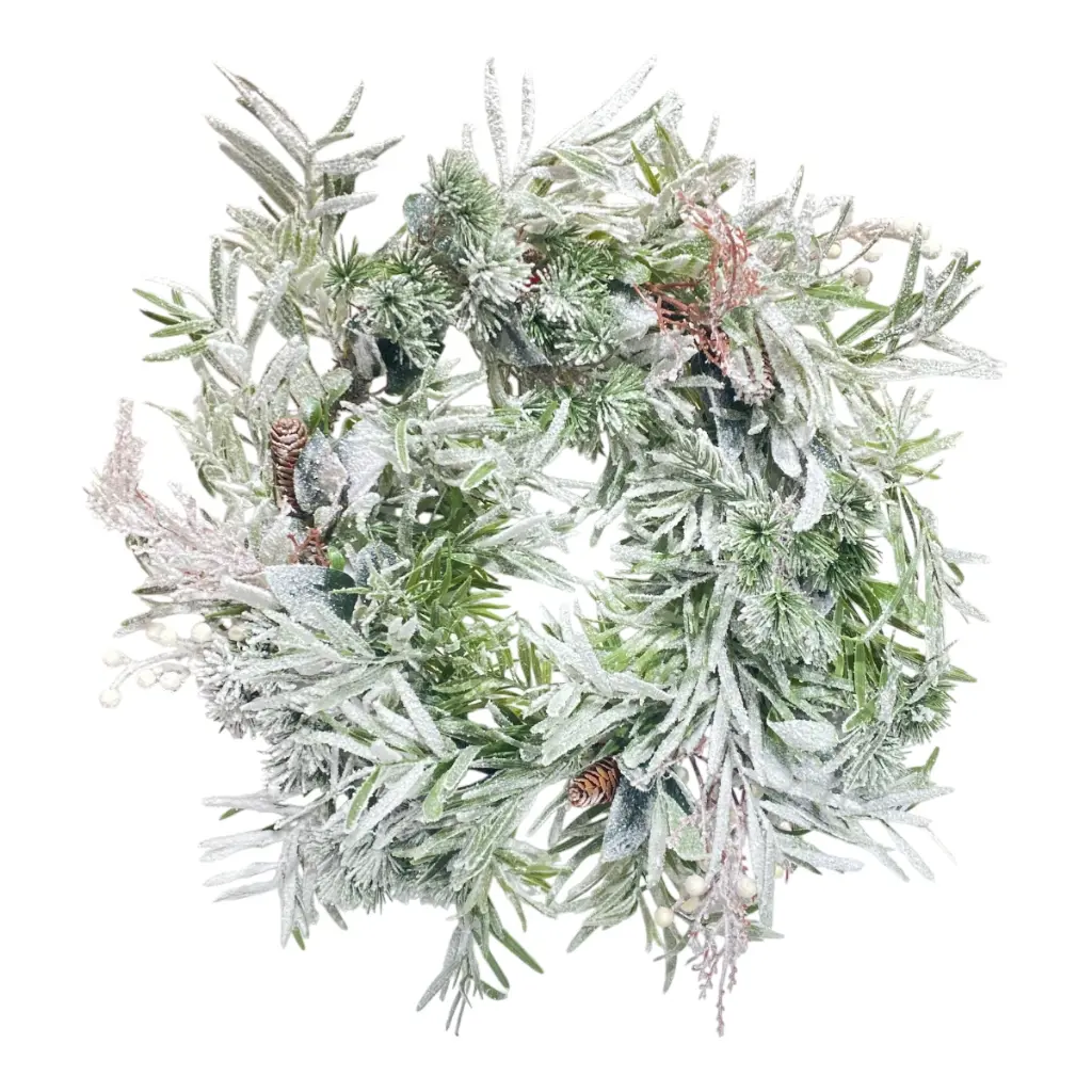 CORONA NEVADA RAMAS/PIÑAS Ø50CM