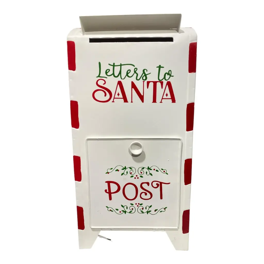 BUZON NAVIDEÑO METALICO BLANCO/ROJO 27X20X53CM
