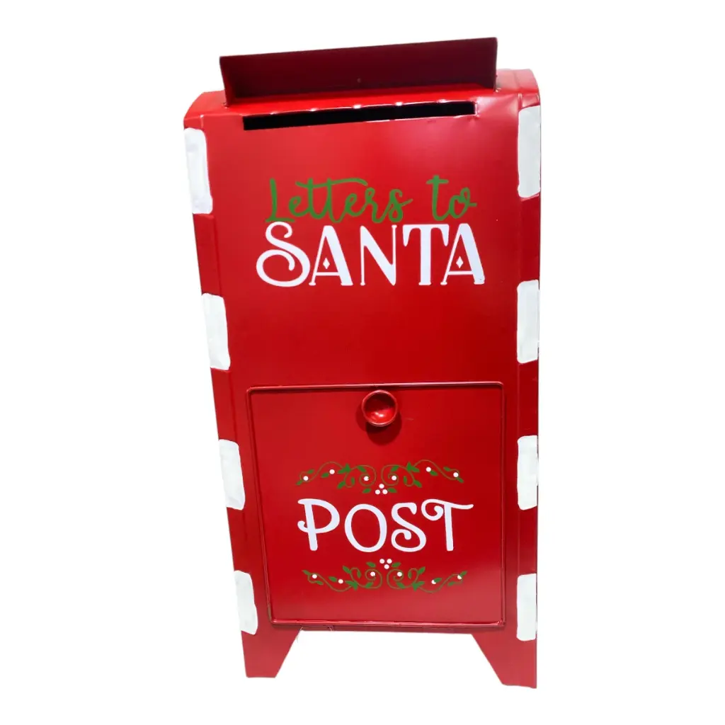 BUZON NAVIDEÑO METALICO ROJO/BLANCO 27X20X53CM