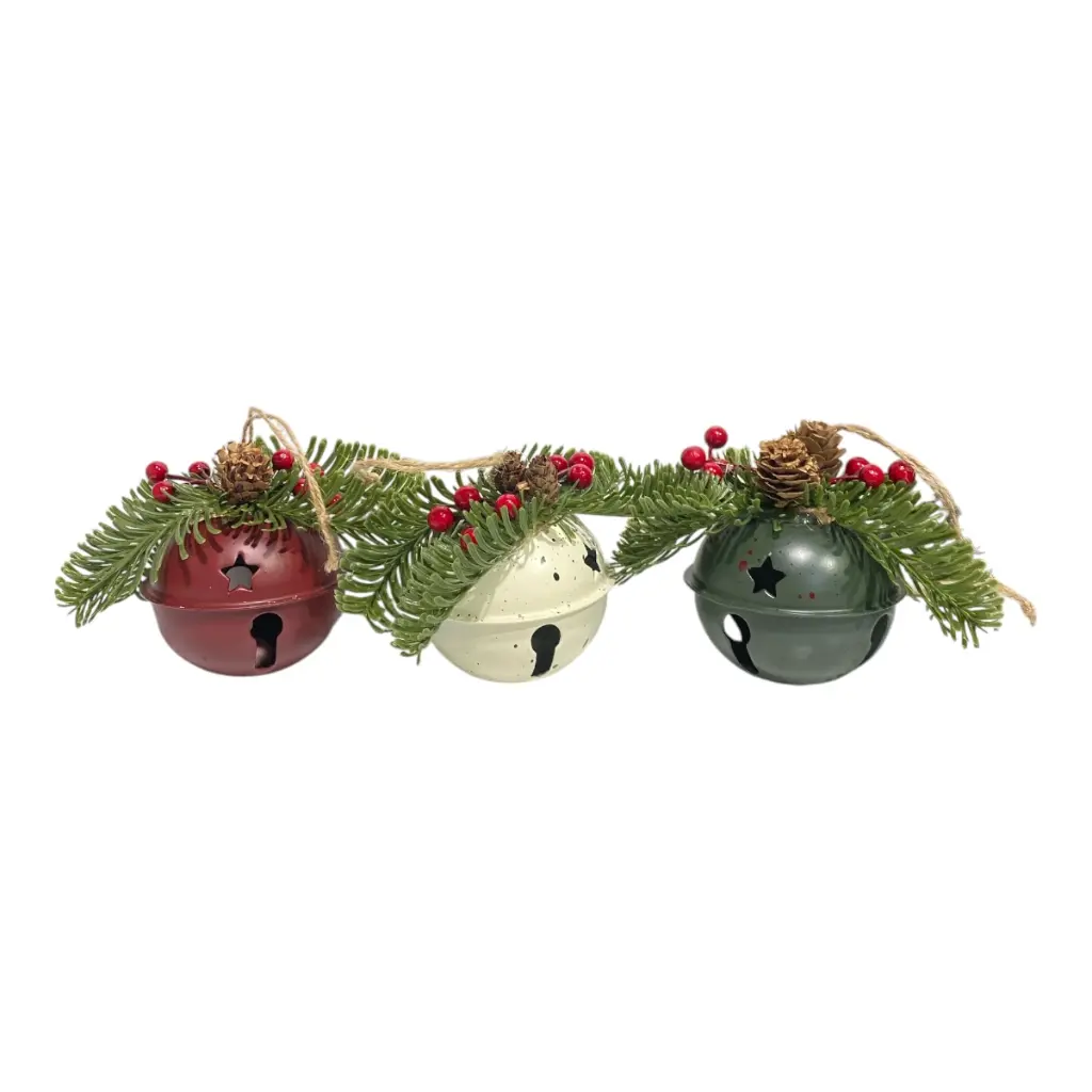 CASCABEL NAVIDEÑO METALICO 3COLORES 8CM C/U