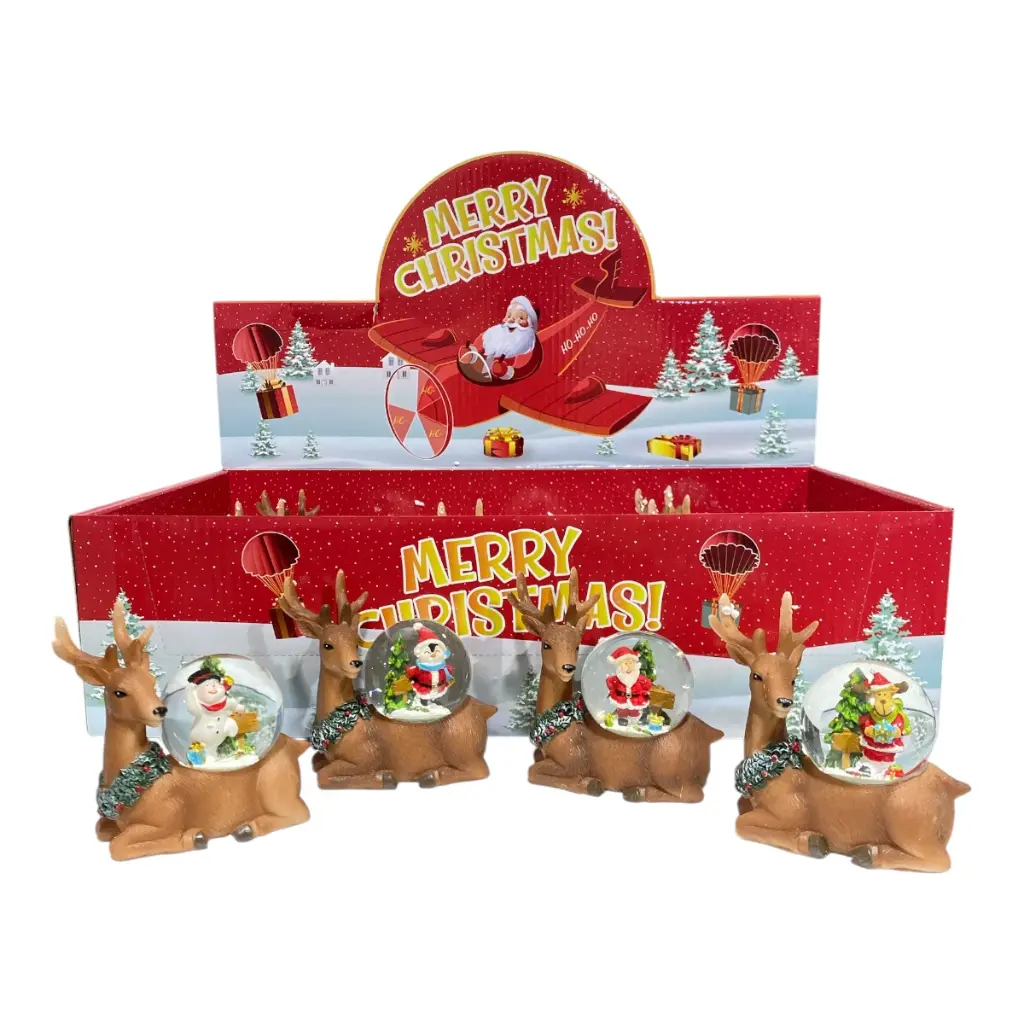 ESFERA DE AGUA RENO NAVIDEÑA POLIRESINA/VIDRIO 9X5X8CM