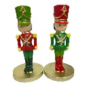 MUÑECO CASCANUEZ CANDELABRO COLORES ROJO/VERDE POLORESINA 6.5X15CM