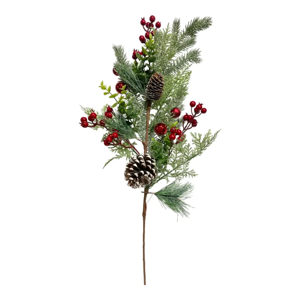 RAMA NAVIDEÑA PIÑAS/FRUTOS ROJOS PINO 30X75CM