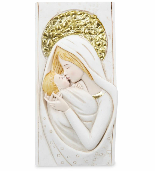 RECUERDO VIRGEN POLIRESINA BEIGE 7X15CM