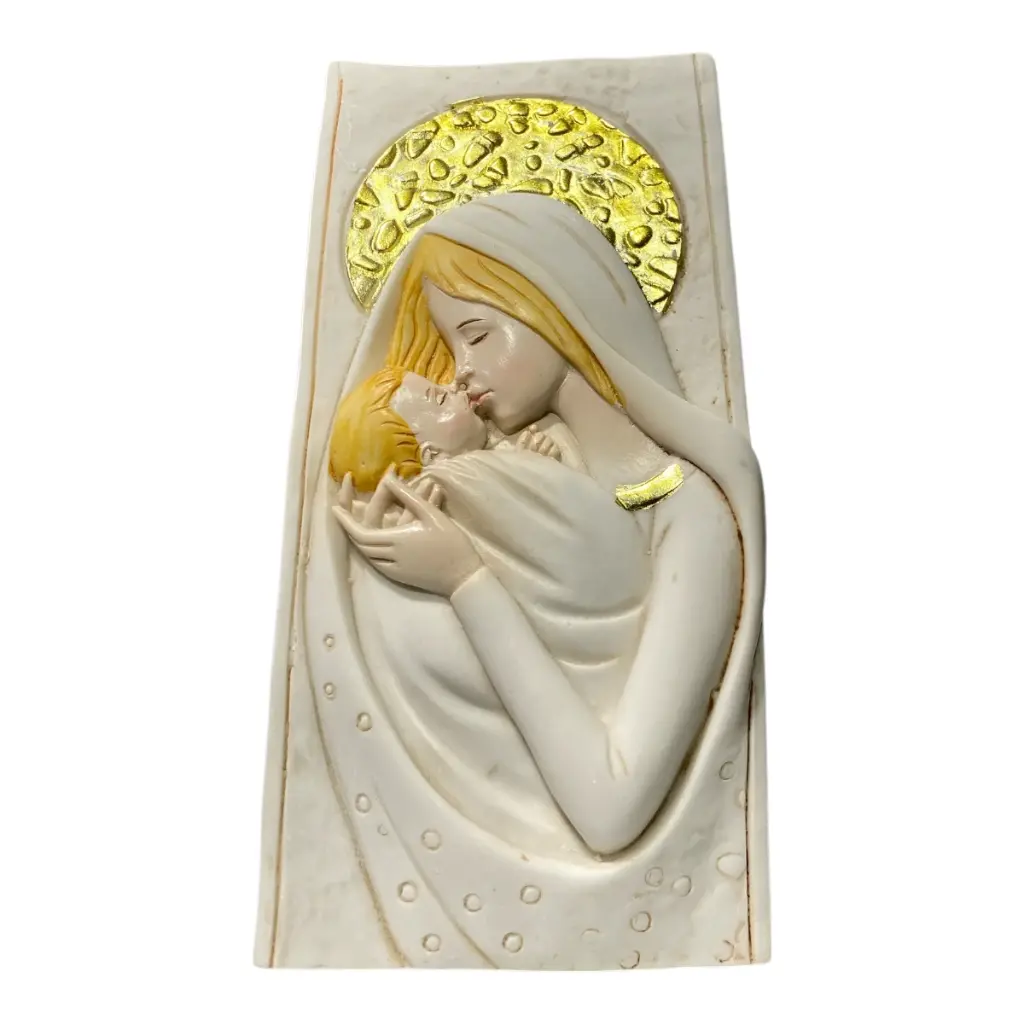 RECUERDO VIRGEN POLIRESINA BEIGE 7X15CM