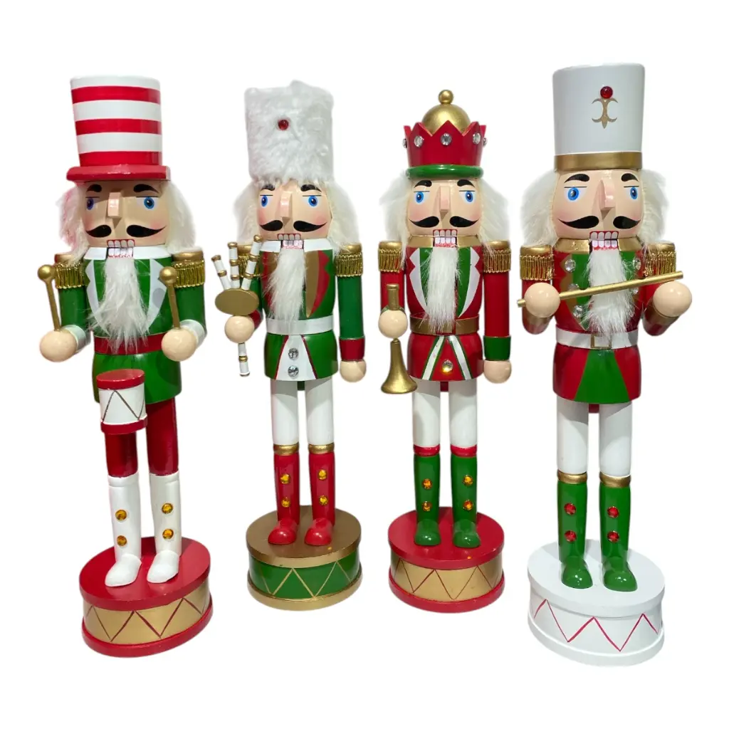 CASCANUEZ NAVIDEÑO MADERA ROJO/VERDE MUSICO 4MOD. 38CM