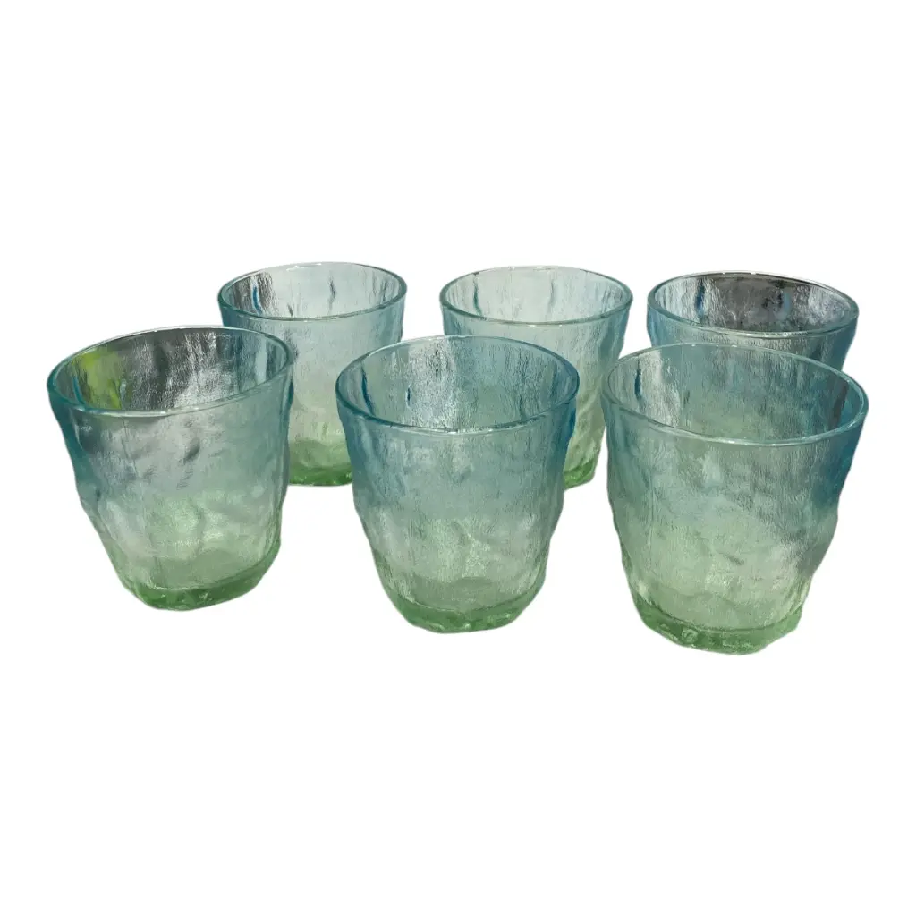 SET DE 6 VASOS DE VIDRIO VERDE TURQUEZA 260ML