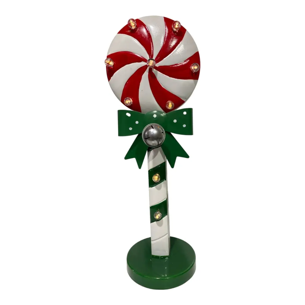 CARAMELO CASCABEL METALICO C/LUZ LED A BATERIA 14X17X48CM