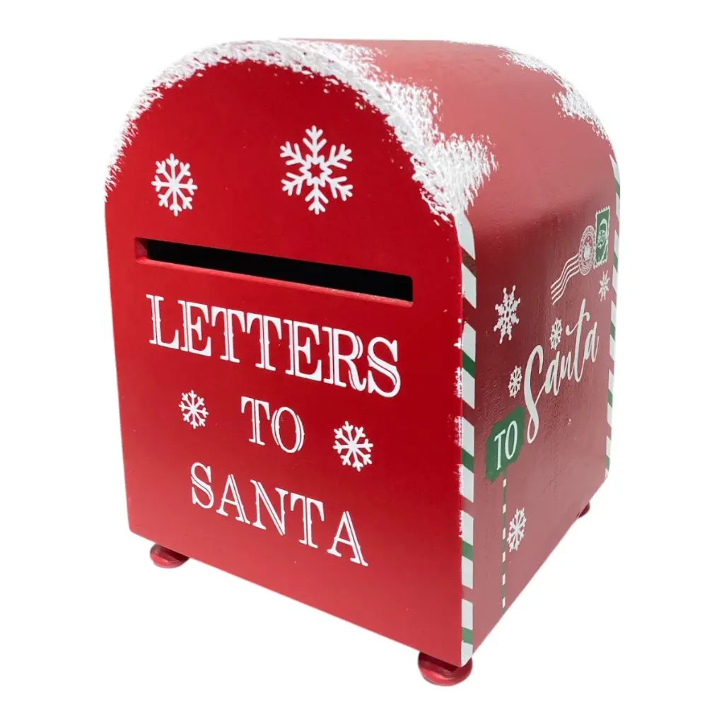 BUZON NAVIDEÑO SANTA ROJO DE MADERA 20.5X20X28.5CM