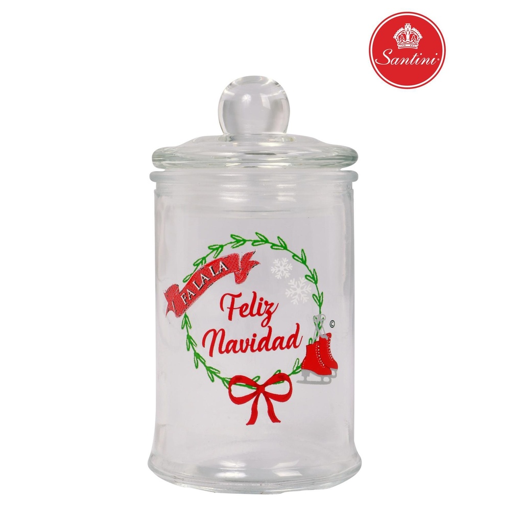 BOMBONERA NAVIDEÑA DE VIDRIO 8X15CM