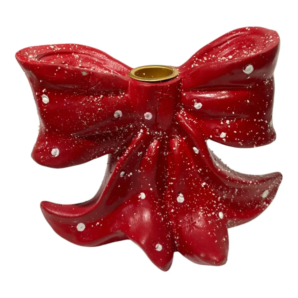 CANDELABRO NAVIDEÑO LAZO ROJO POLIRESINA 16X8X13CM