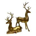 RENO NAVIDEÑO SETX2PZS. DORADO/CHAMPAGNE POLIRESINA 18X30CM, 17X20CM