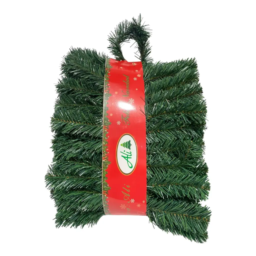 FOLLAJE TRADICIONAL PINO VERDE SUPER FRONDOSO PVC, 3METROS DE LARGO 35CM DE ANCHO.