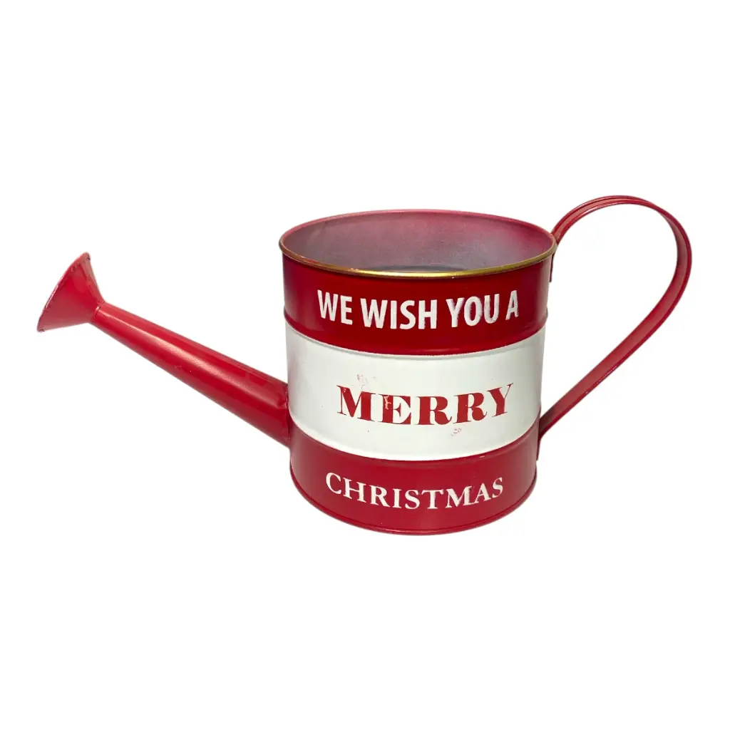 REGADERA NAVIDEÑA METALICA ROJO/BLANCO 38X15X14CM