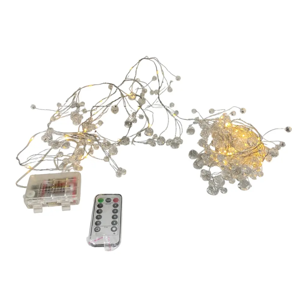 RAMA ESFERAS ACRILICAS CON LUZ LED A PILAS "AA", 530CM CON CONTROL REMOTO