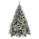 ARBOL DE NAVIDAD TRADICIONAL NEVADO AMERICANO C/FRUTOS ROJOS 210CM 0356