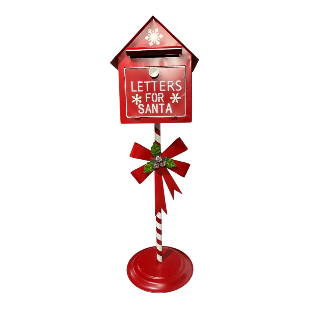 BUZON NAVIDEÑO METALICO ROJO 31X18X102CM
