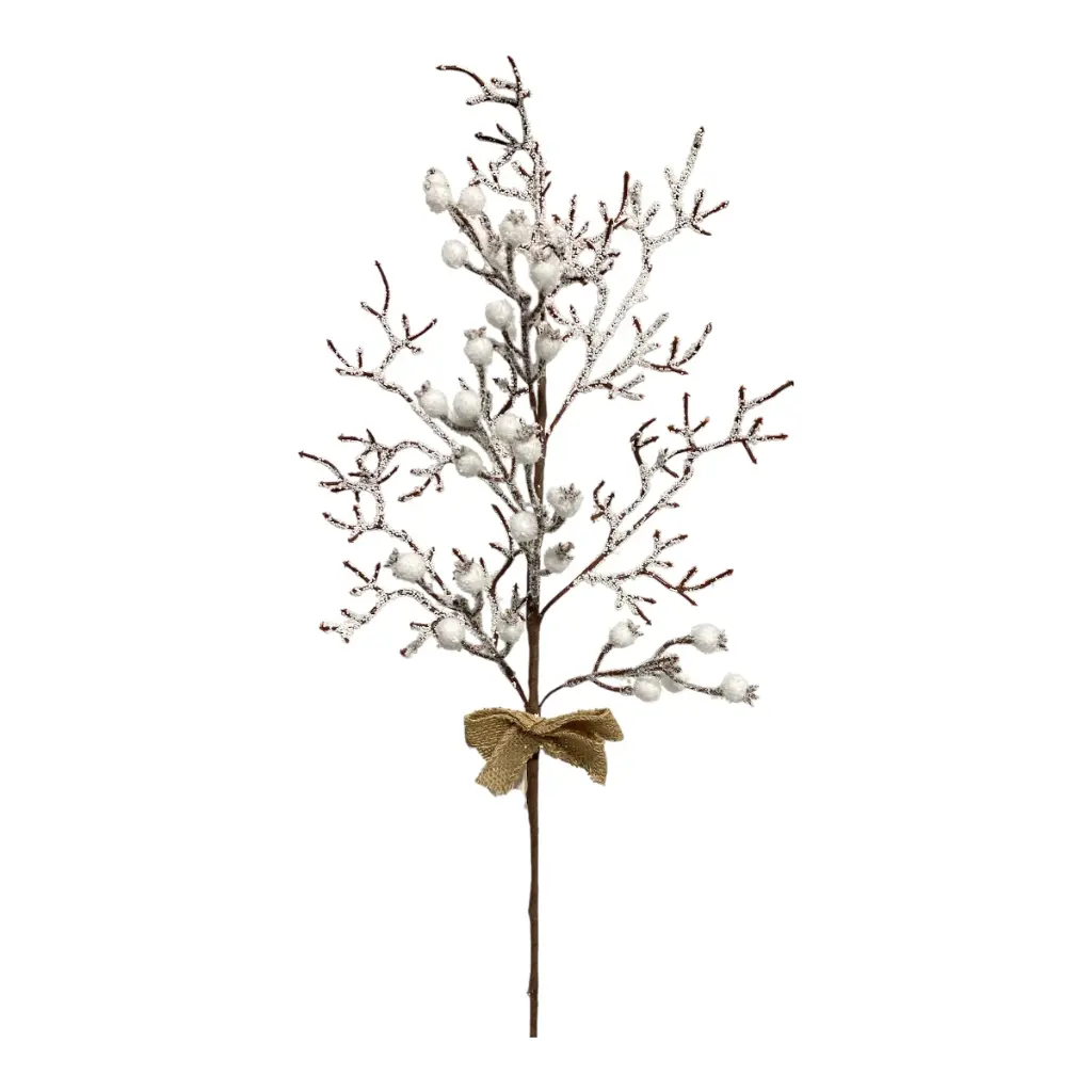 RAMA NAVIDEÑA NEVADA CON BOLITAS BLANCAS 70CM
