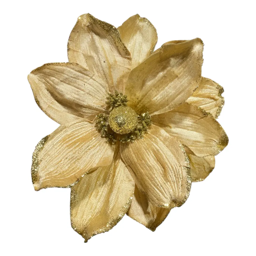 FLOR NAVIDEÑA MAGNOLIA DORADA 22CM