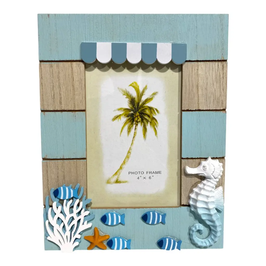 PORTARETRATO CABALLITO DE MAR MADERA 18X23CM PARA FOTO DE 9X14CM