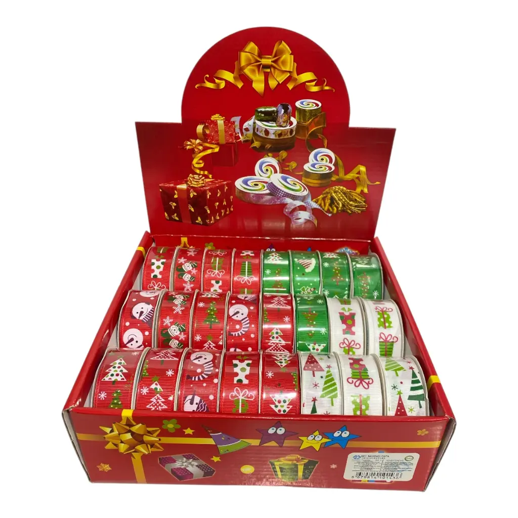 CINTA NAVIDEÑA V/COLORES 3CM ANCHO X 5YRDS. C/U