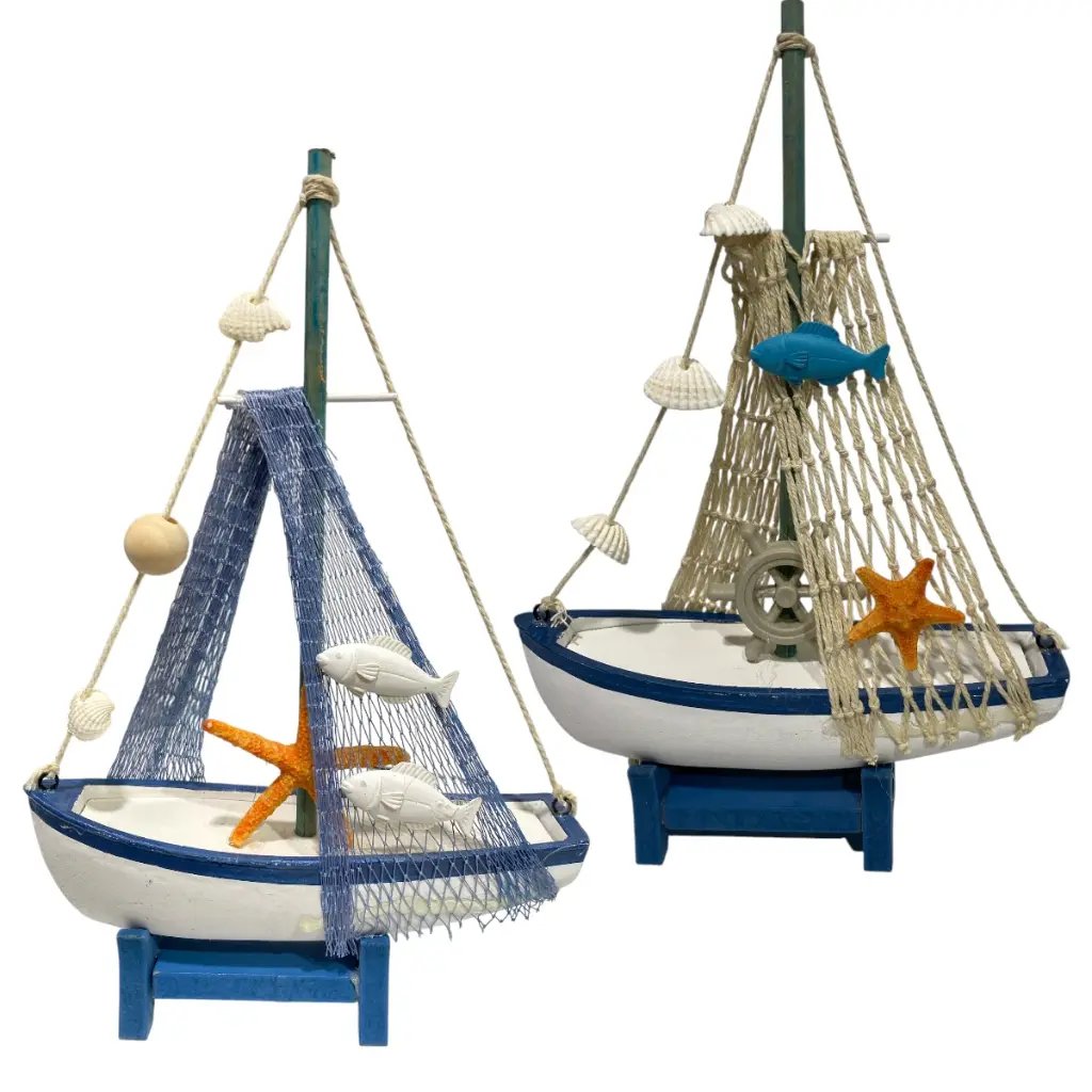 BARCO DE MADERA DECOR C/SOPORTE 2 MODELOS C/U 19X6X27CM