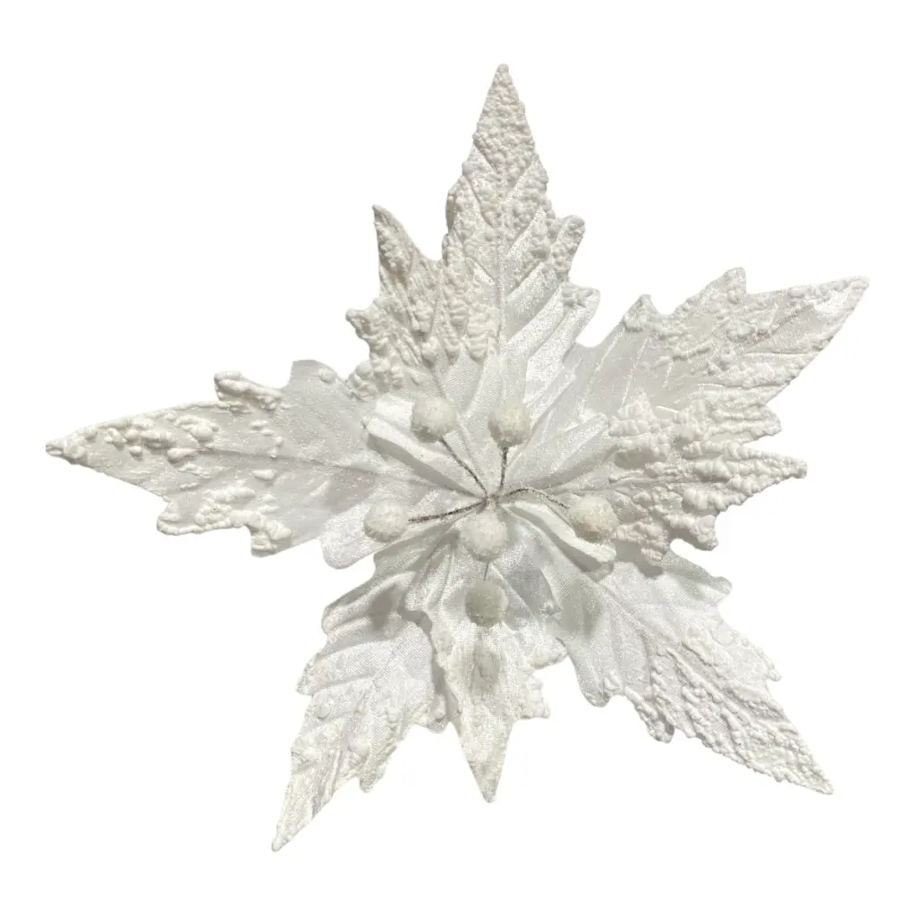 FLOR NAVIDEÑA BLANCA/NEVADA TELA 30CM