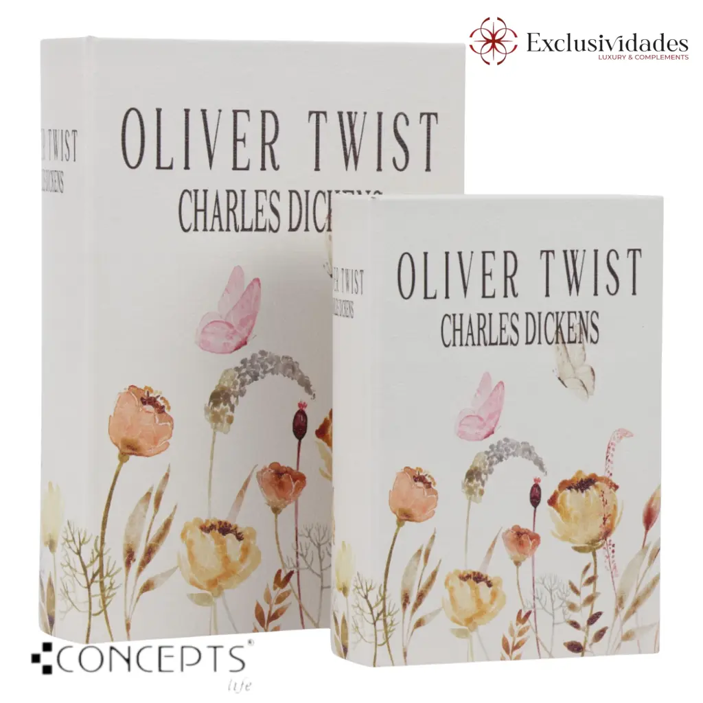 CAJA DE LIBROS BEIGE/MARIPOSA OLIVER TWIST 2PZ. 19X7X27CM