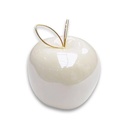 MANZANA DECOR DE PORCELANA BLANCA PERLADA 8X8X9CM