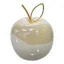 MANZANA DECOR DE PORCELANA BLANCA PERLADA  9X9X11CM