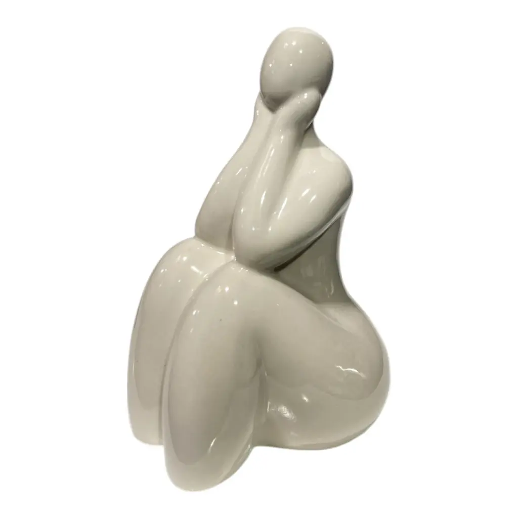 DAMA ABSTRACTA DE PORCELANA BLANCA 9X8X15CM