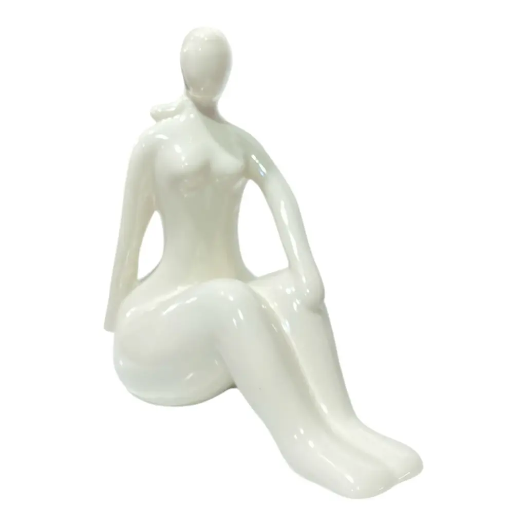 DAMA ABSTRACTO DE PORCELANA BLANCA 9X8X15CM  
