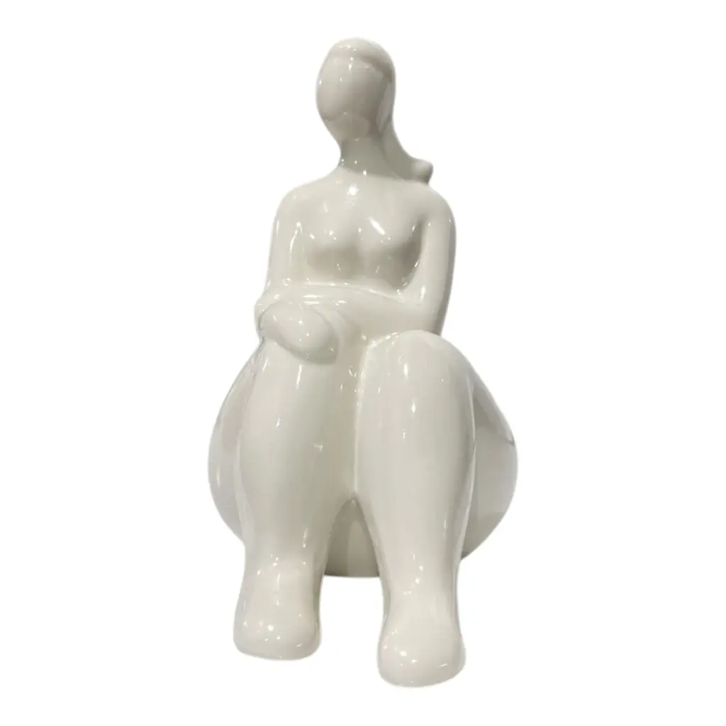 DAMA ABSTRACTO DE PORCELANA BLANCA 9X8X15CM   