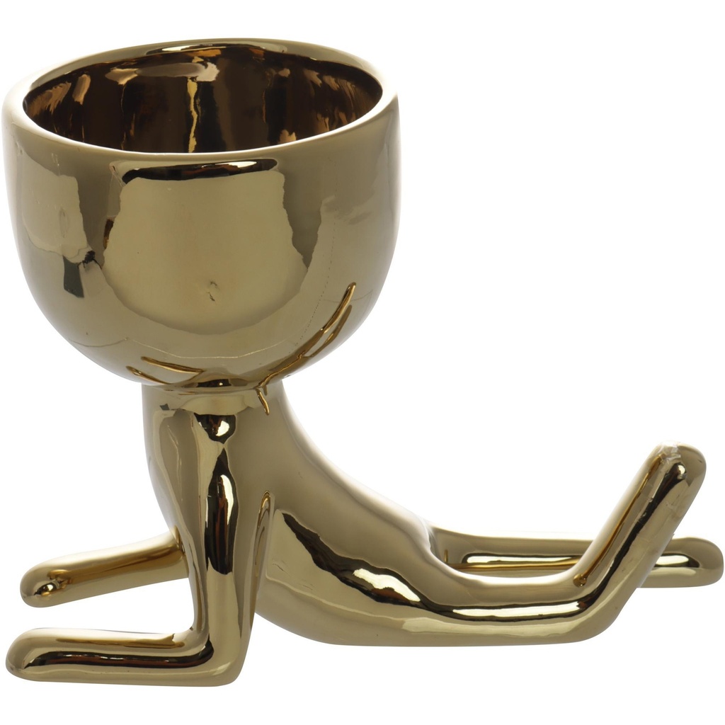 MACETA FIGURA DORADA ACOSTADA PORCELANA 14.5X9X12CM