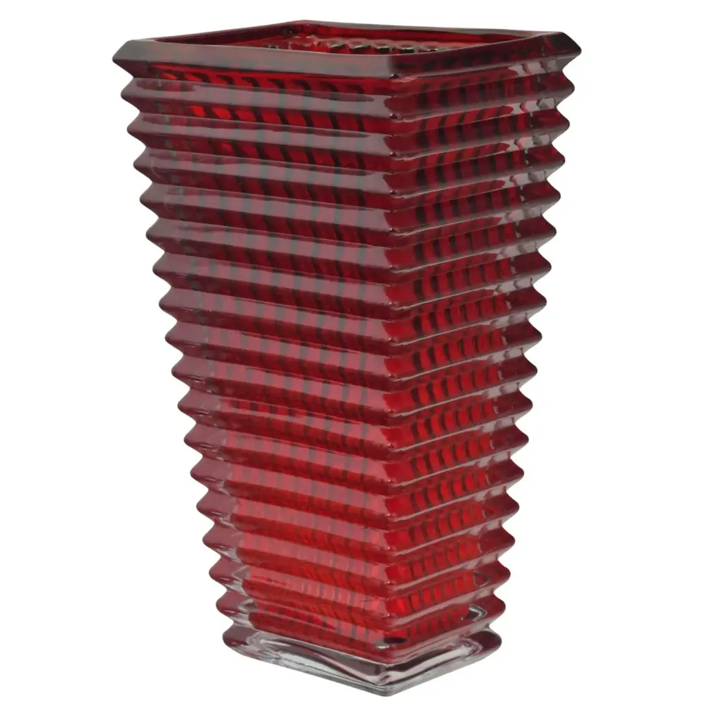 FLORERO MODA ROJO RECTANGULAR CRISTAL GRUESO REF:ES27849 17X12X28CM