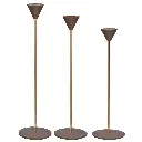CANDELABRO MADERADO SETX3 PZ. REF:ES27835 21CM, 25CM, 31CM