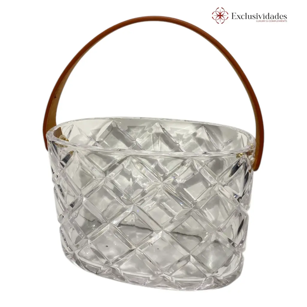 FLORERO CARTERA VIDRIO C/AGARRADERA CUERO CAFE  REF:ES27813 20X10X26CM