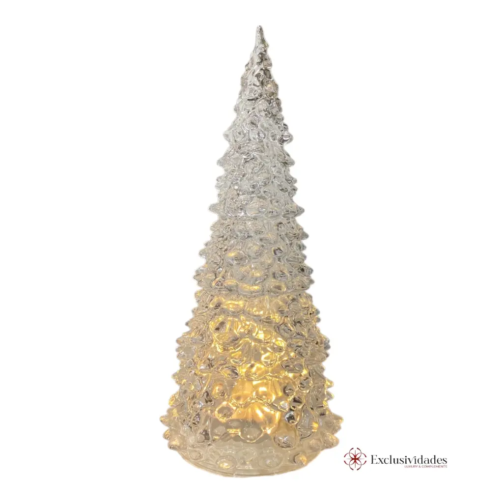 ARBOL DE NAVIDAD DE VIDRIO C/LUZ LED A PILAS REF:ES27851 12X26CM