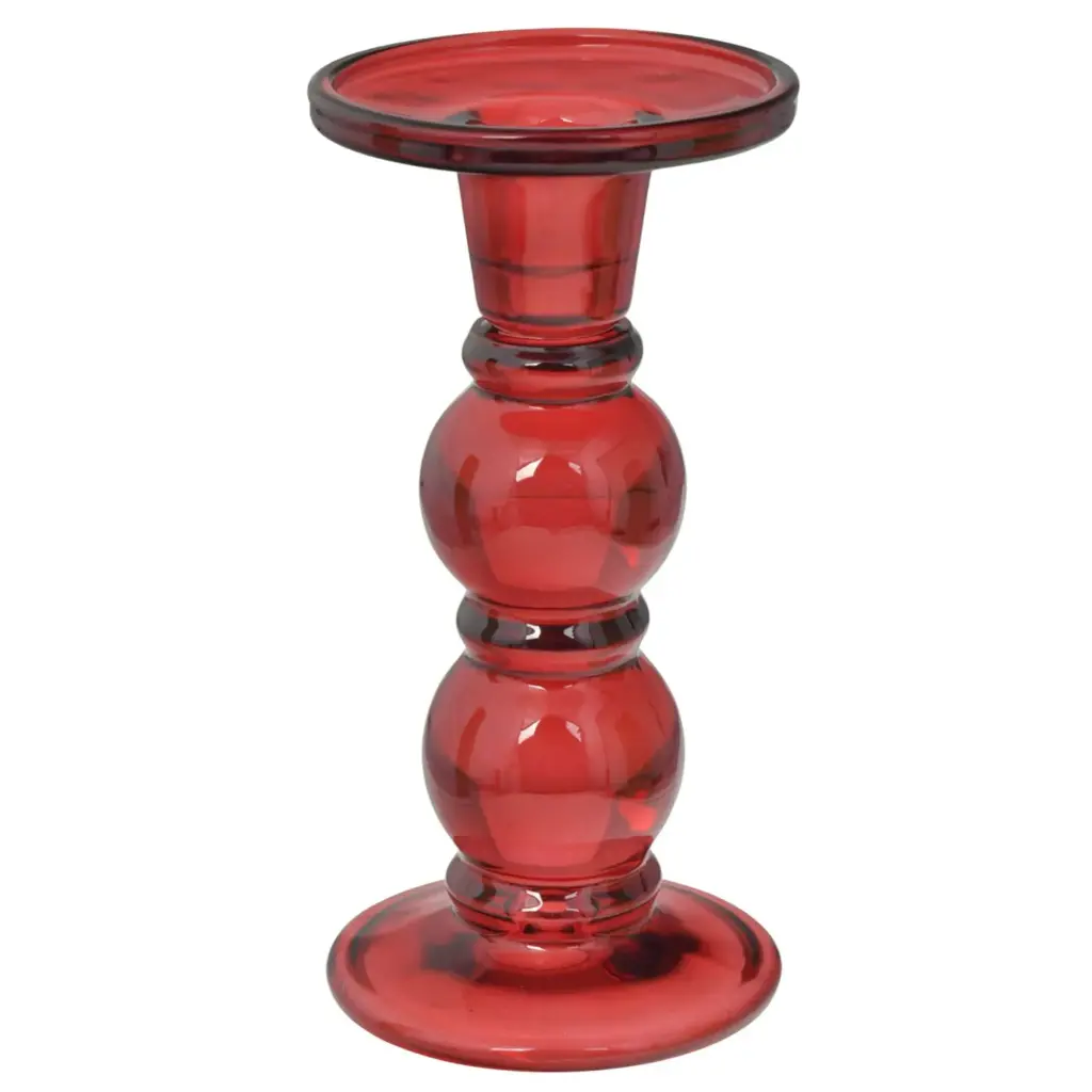 Candelabro de vidrio rojo, 9x18xm, REF:ES27938