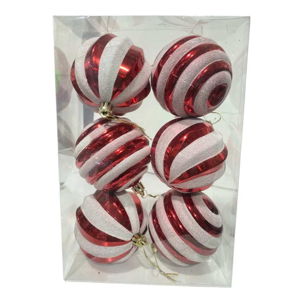 ESFERA NAVIDAD 8CM SETX6PZS. ROJO/BLANCO