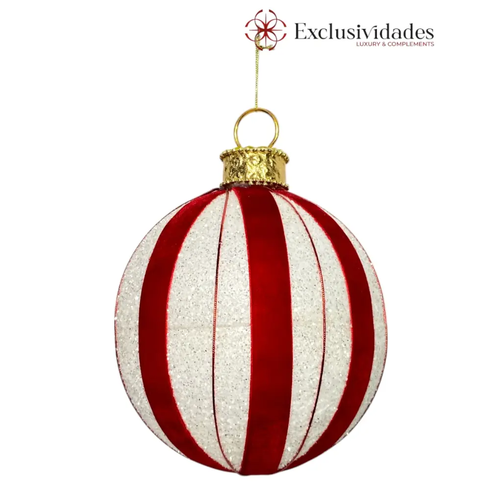 ESFERA NAVIDAD 20CM ROJO/BLANCO 20X24CM