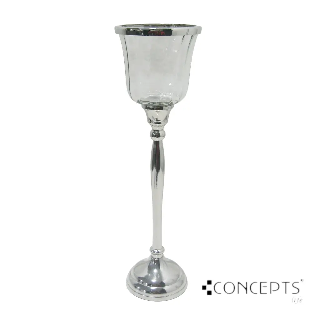 CANDELABRO METAL/VIDRIO 12X12X39CM