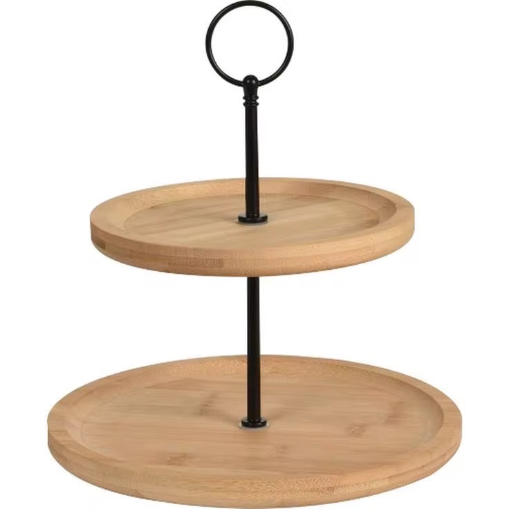 FRUTERO / PORTA BOCADITOS DE MADERA 2PISOS 21X21X24CM