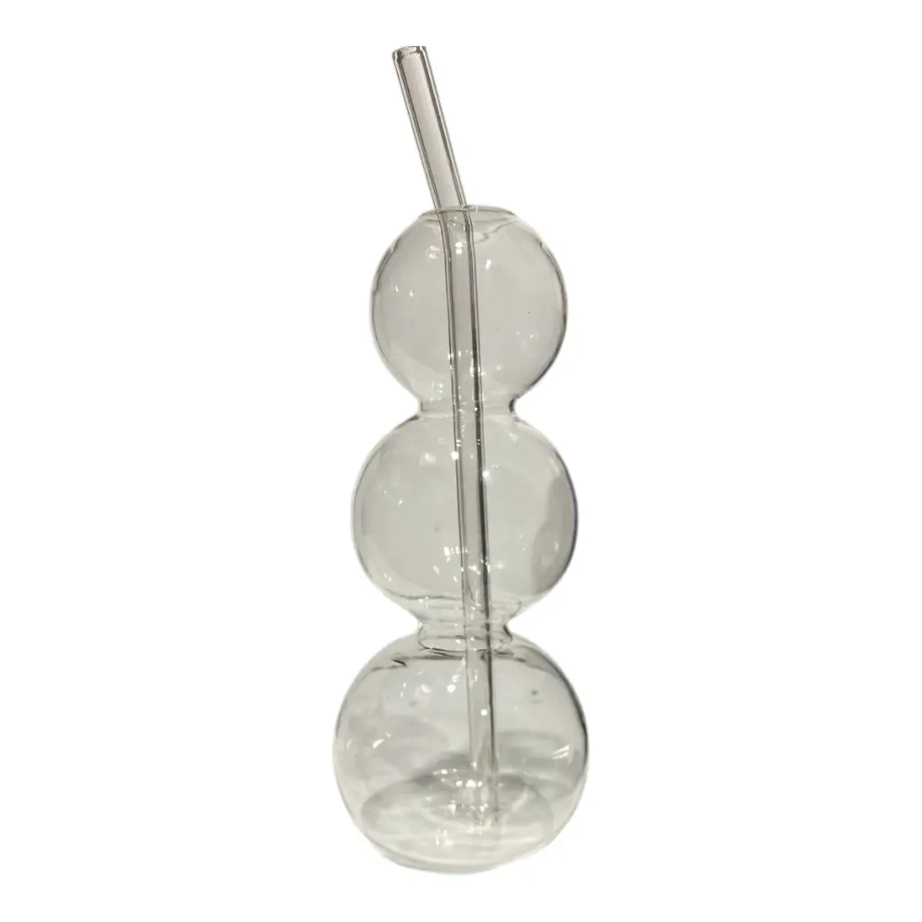 VASO DE ESFERAS CON SORBETA DE VIDRIO 150ML