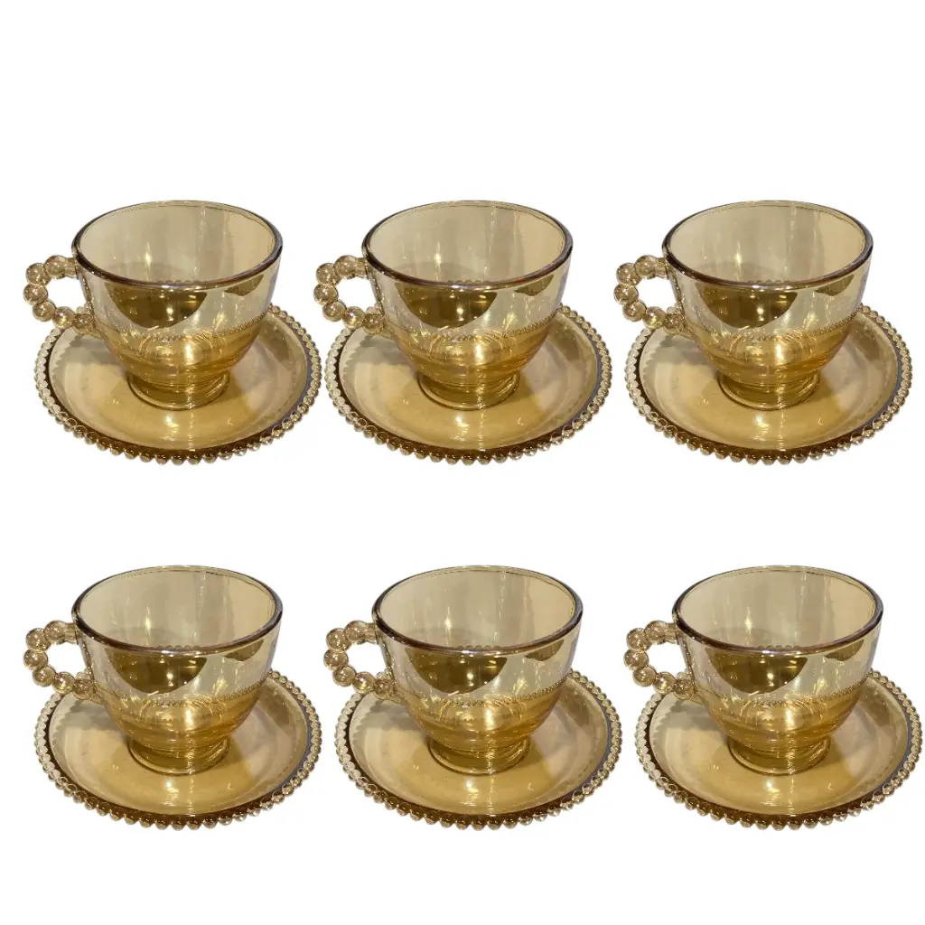 TAZAS DE VIDRIO AMBAR SET DE 12PZS. 210ML